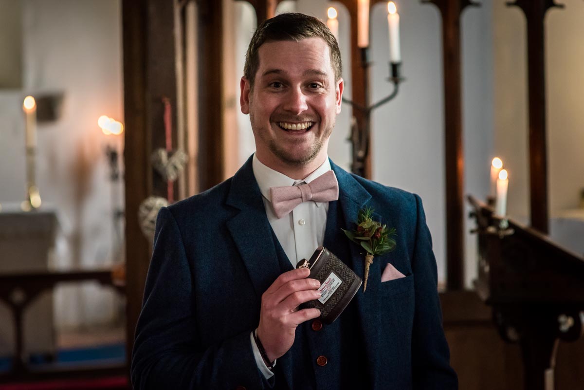 Photograph of Stephen at St Thiomas church in Kent before his wedding ceremony