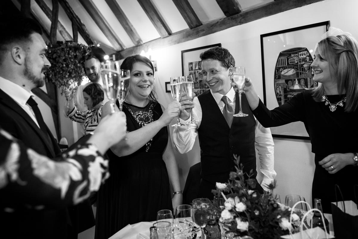 Black and white wedding photography in Kent. Toasts and speeches