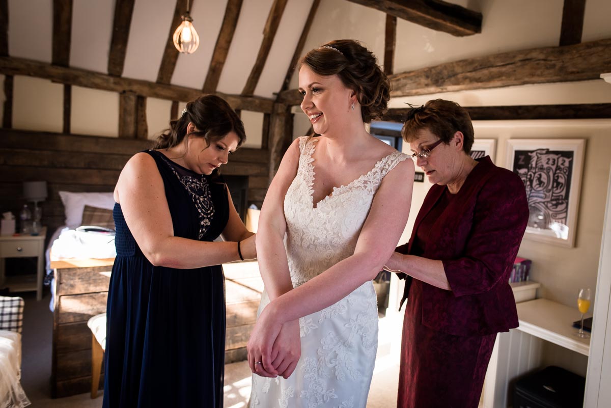 Lindsey is photographed at The Sun Inn, Faversham getting ready for her wedding at The Old Brewery Store