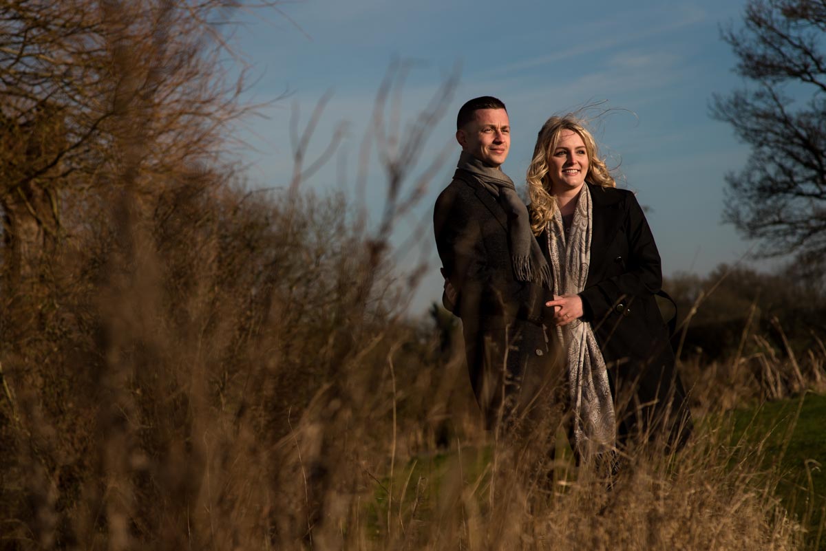 Late afternoon sun for Rob and Amys engagement photography session in Kent