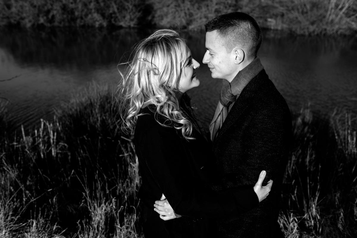 Black and white engagement photography in Kent Amy and Rob