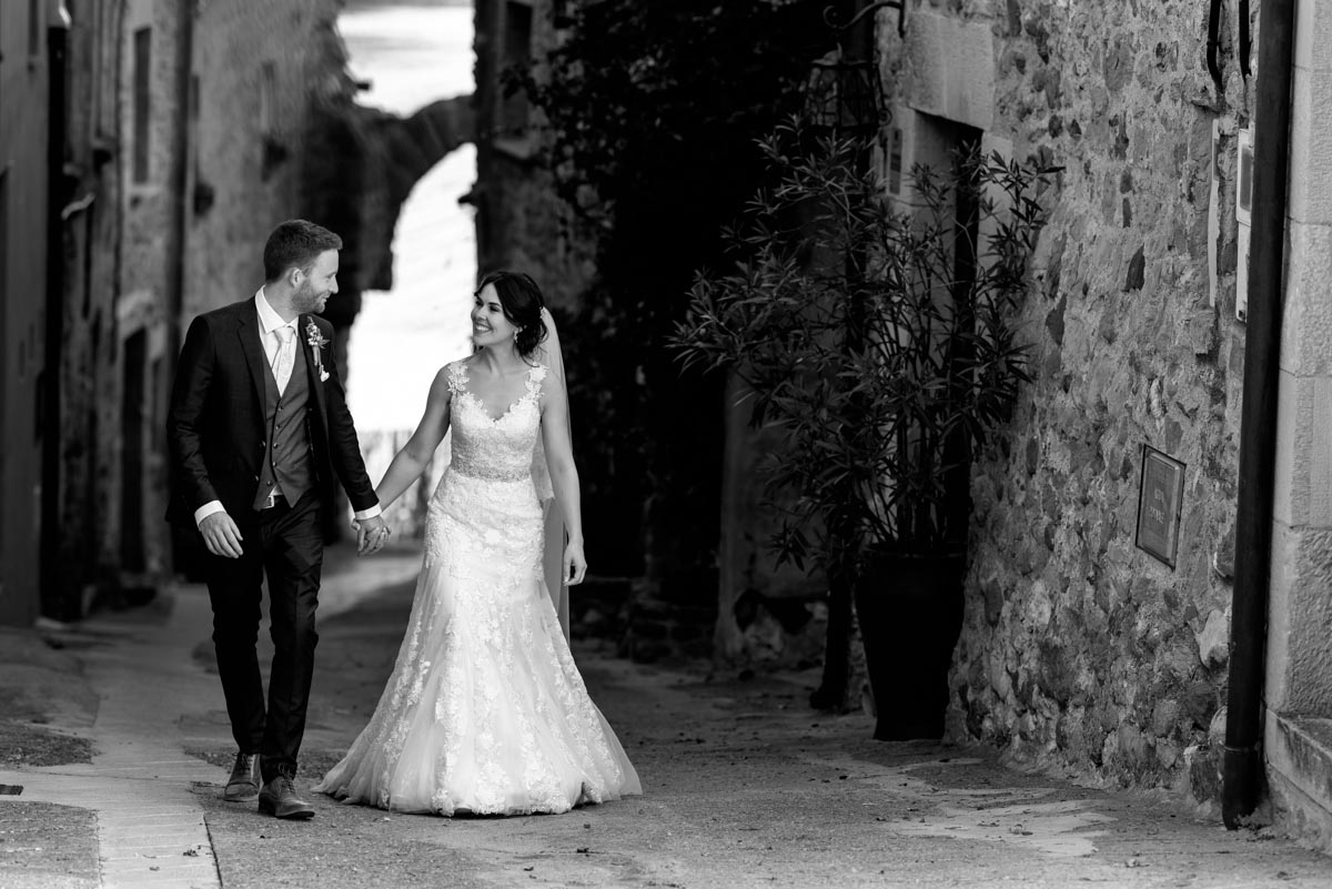 photograph of matt and rebecca at castell d'emporda wedding venue