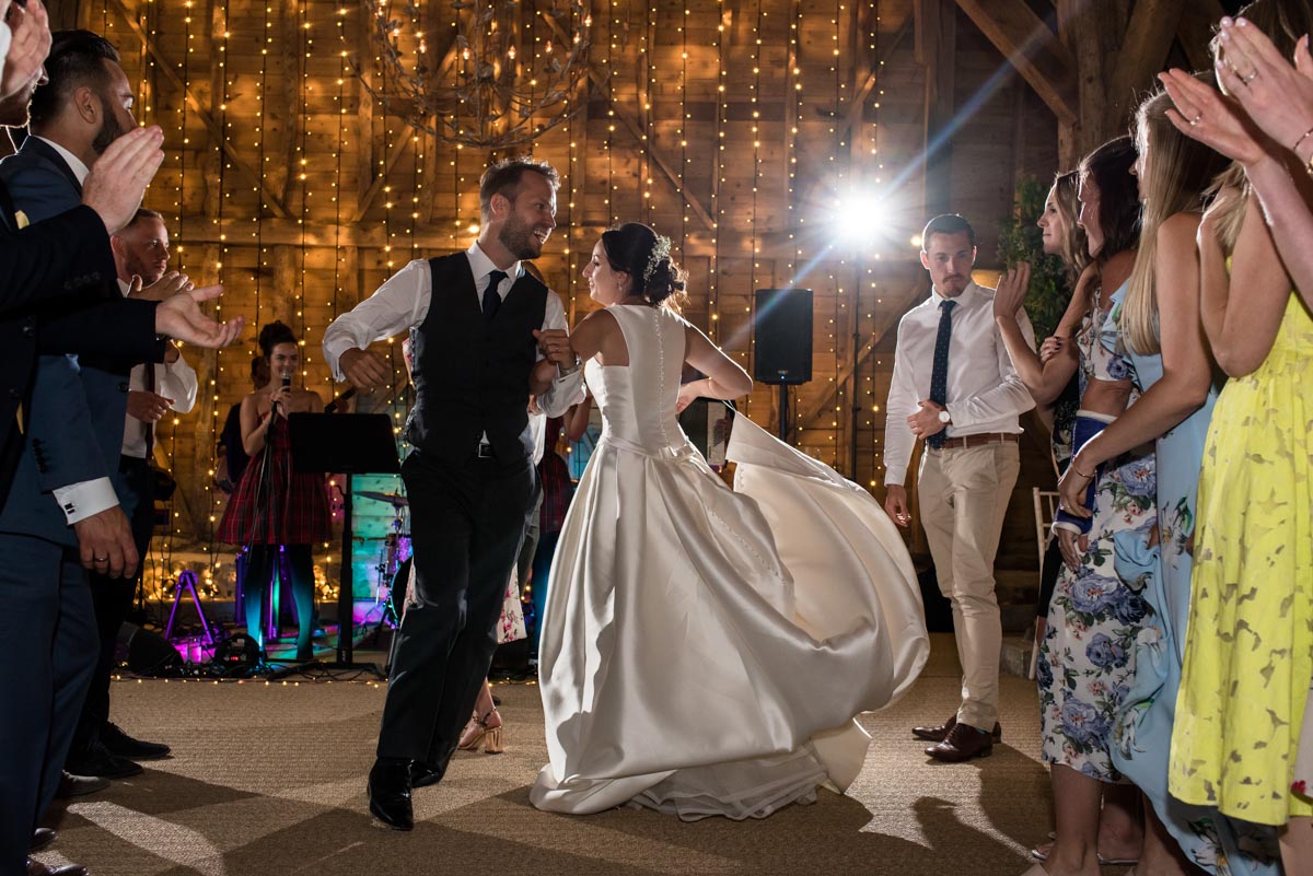 odos' Barn wedding photography, Sarah and Craigs first dance