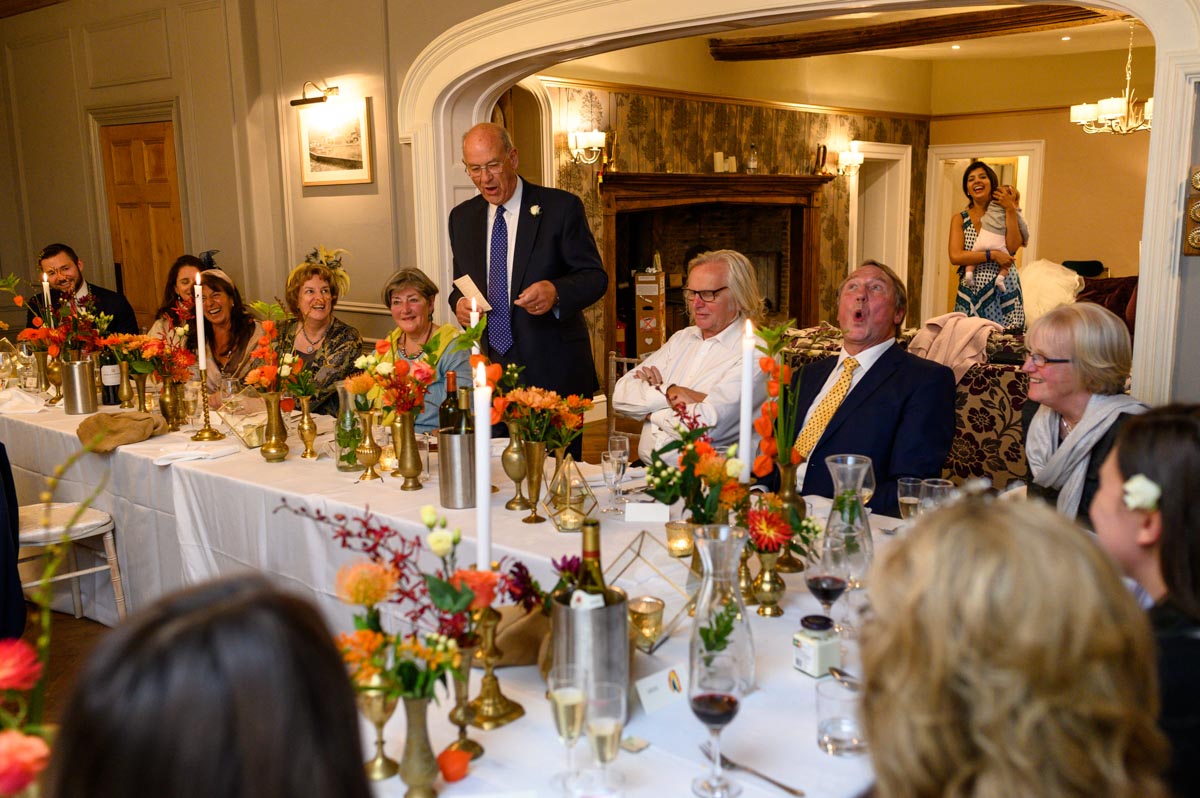 Wedding speeches at Ian and Tricias wedding at Solton Manor in Kent