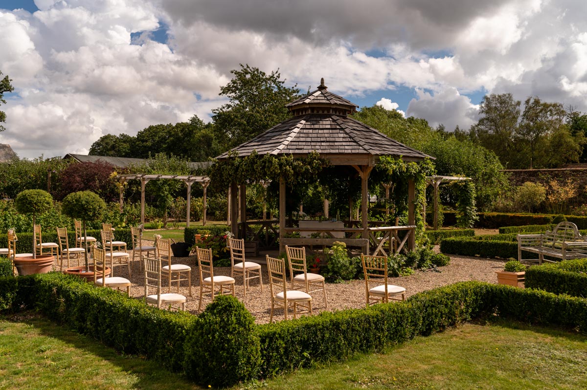 Socially distance seating at The Secret Garden Wedding venue in Kent