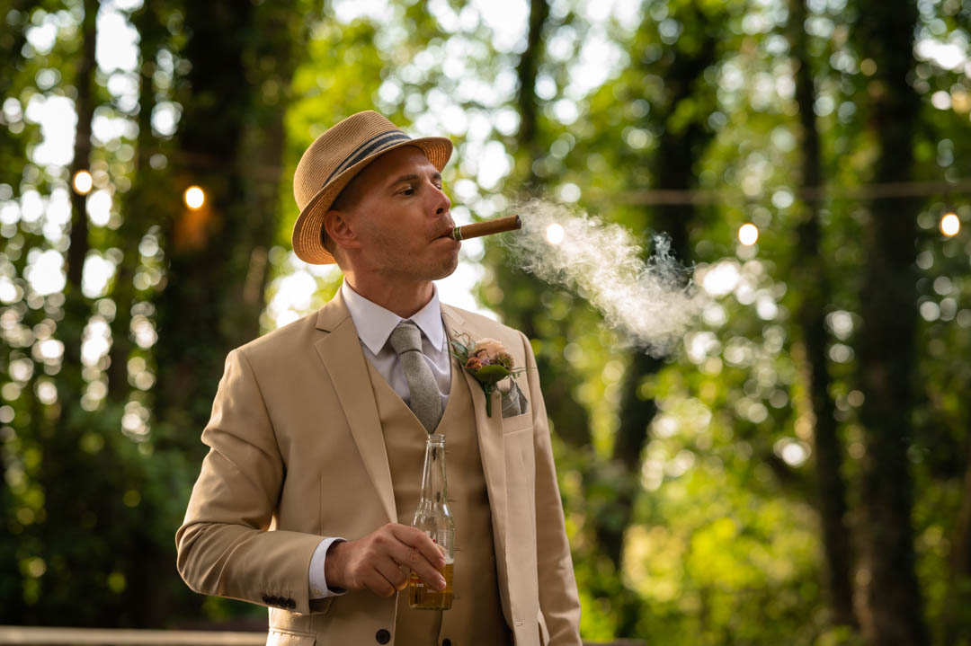 Photograph of Laurence smoking cigar