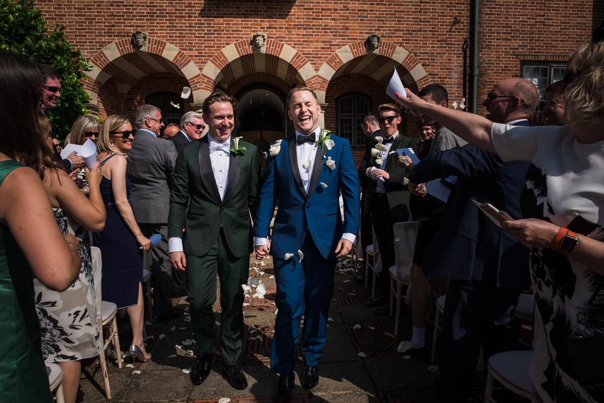 Photograph of David & Simon on their wedding day at Port Lympne Mansions, one of my favourite Kent wedding venues
