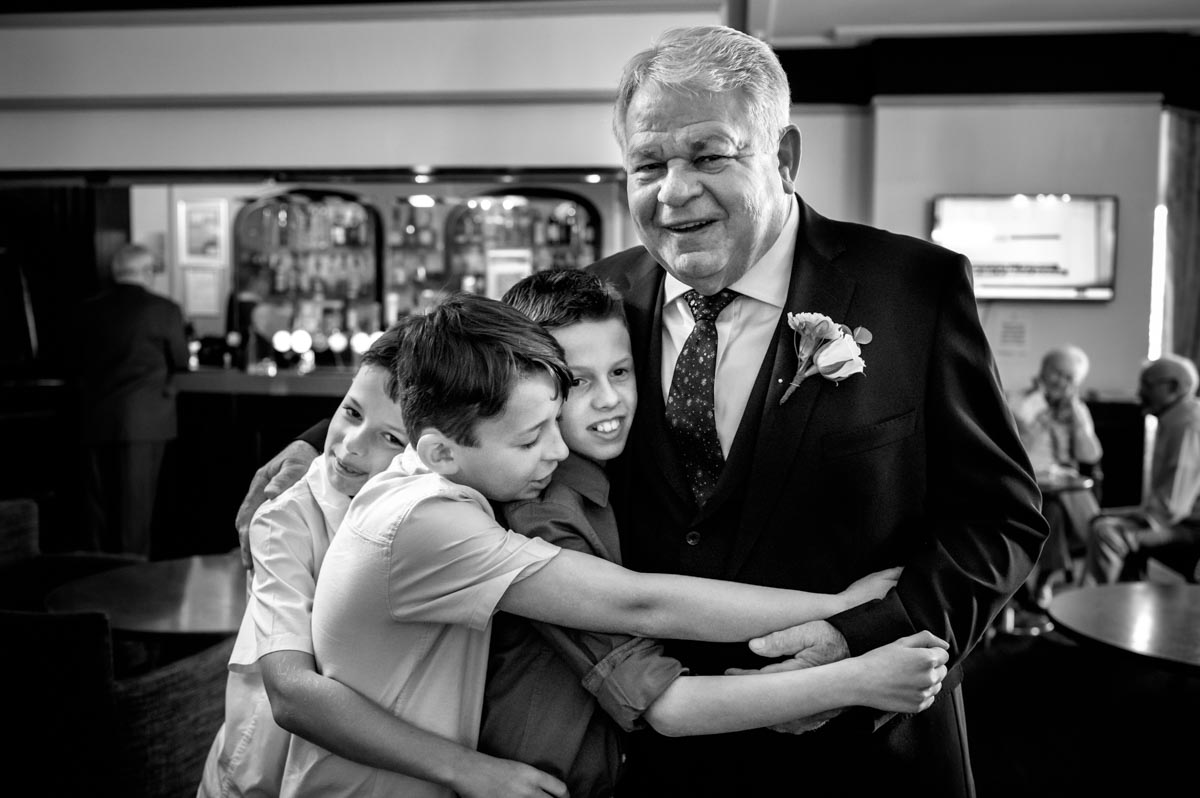Photograph of Alan and grandchildren at his Hythe Imperial wedding