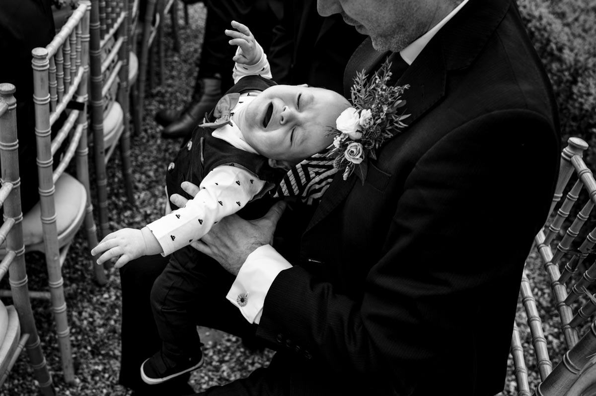 bay crying during ceremony at the secret garden in kent
