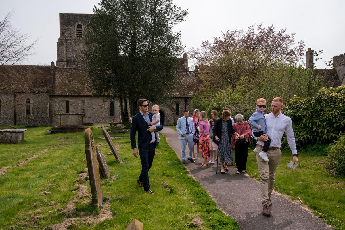 guests photographed leaving church after Kent christening