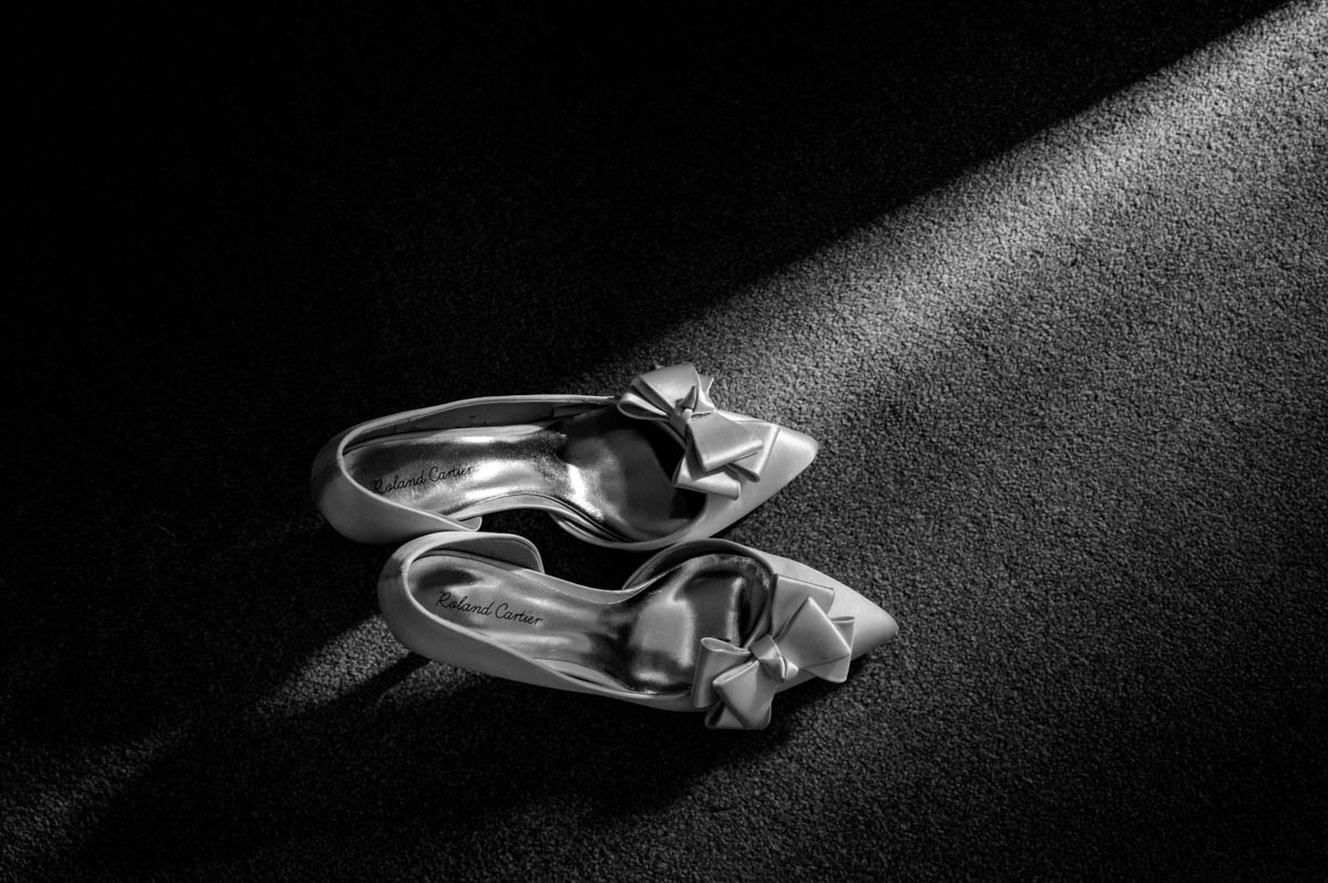 Wedding shoes. Black and white wedding photography