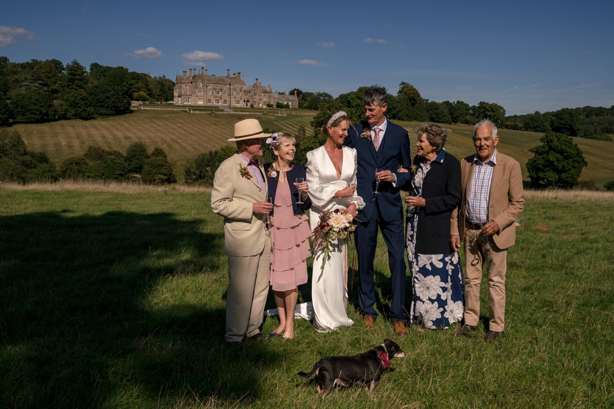Outdoor summer wedding photography in Kent. Sarah and Matthews family group photo