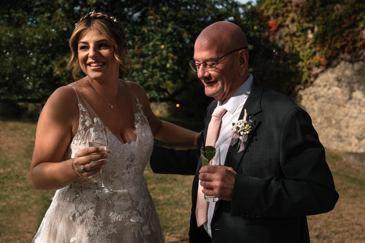 paige and her dad at westenhanger castle wedding