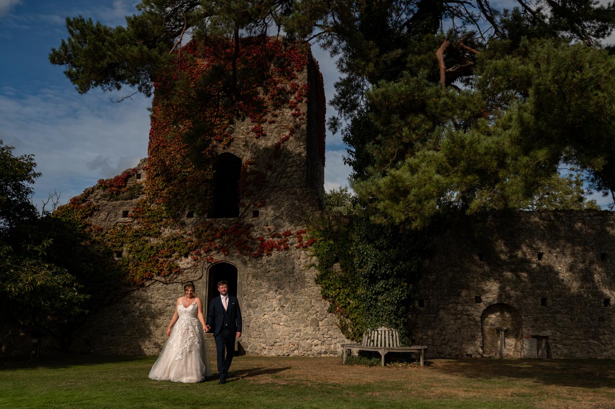 bride and groom natural wedding portrait at westenhanger castle wedding