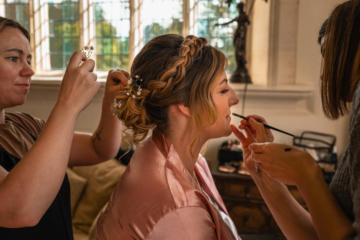 wedding hair and makeup photograph at westenhanger castle