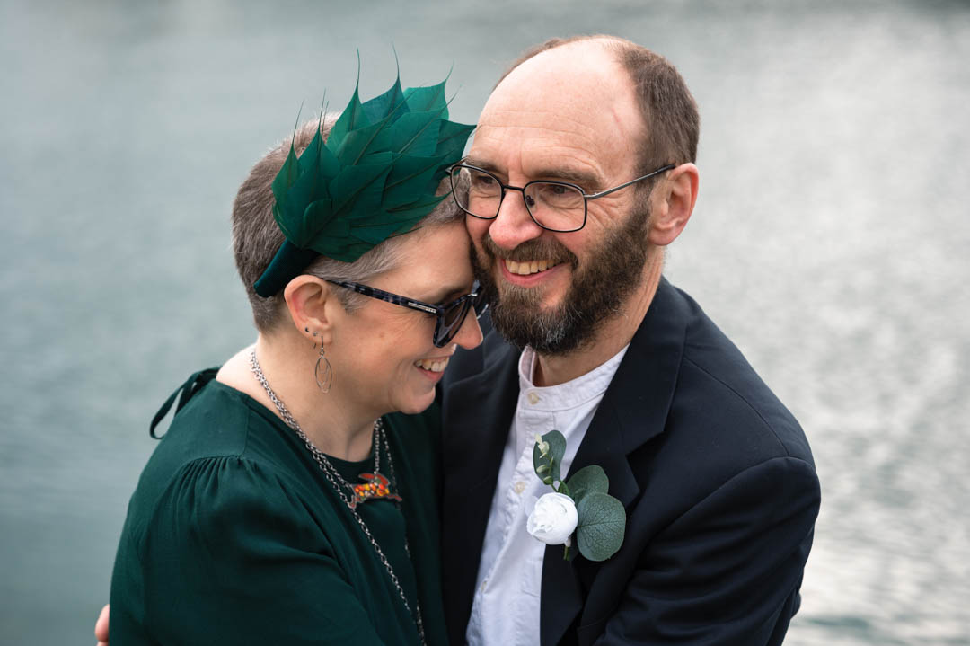 Natural portrait of sarah and Colin after their small wedding ceremony at Aberdeen House in ramsgate, Kent